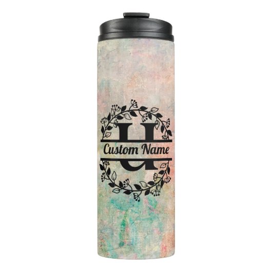 Termo U Floral Monogram Letter Thermosbeker (Voorkant)