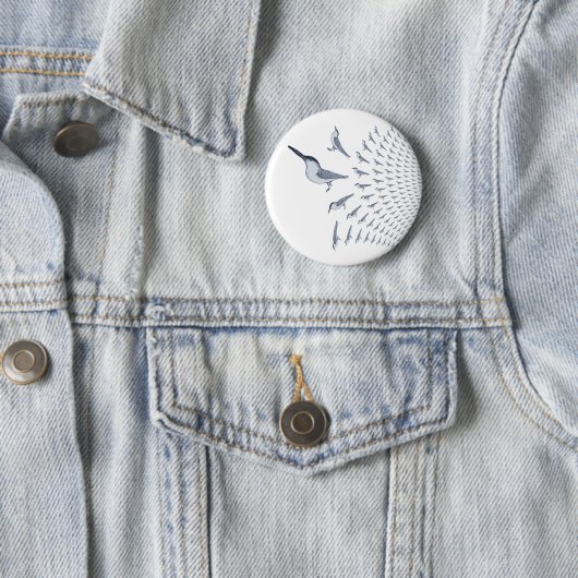 Tern Pattern Pin Button Badge (In situ)