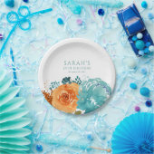 Tero Oranje Terracotta Boho Herfst Bloem Papieren Bordje (Feest)