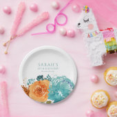 Tero Oranje Terracotta Boho Herfst Bloem Papieren Bordje (Feest)