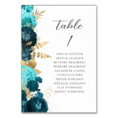 Teroen Aqua Goud Bloem Moderne Script Bruiloft Kaart (Voorkant)