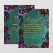 Teroom Blauw Saphir Juweeltoon Details & RSVP Informatiekaartje (Voorkant / Achterkant)