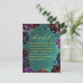 Teroom Blauw Saphir Juweeltoon Details & RSVP Informatiekaartje (Staand voorkant)