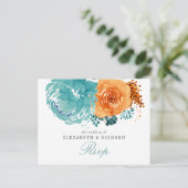Teroverbrande oranje bloemige herfstbruiloft RSVP Briefkaart (Staand voorkant)