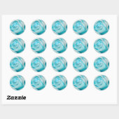 Terquoise Ice Roos Ronde Sticker (Vel)