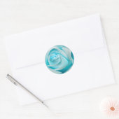 Terquoise Ice Roos Ronde Sticker (Envelop)