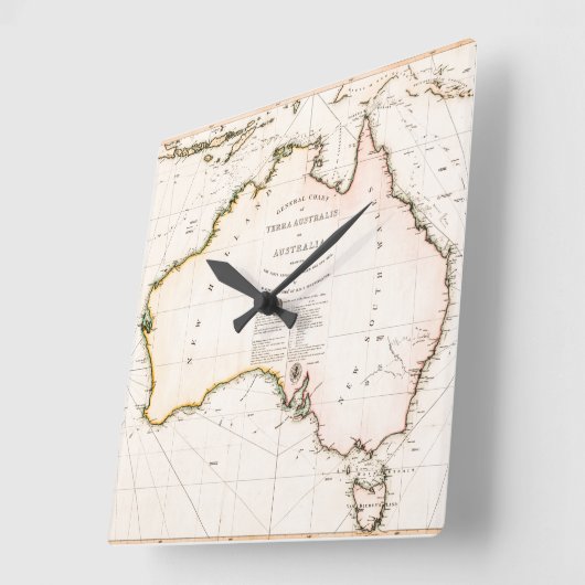 Terra Australis Map 1814 Vierkante Klok (Hoek)
