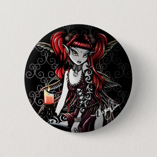 "Terra" Candle Light Tattoo Fairy Pinback Button (Voorkant)