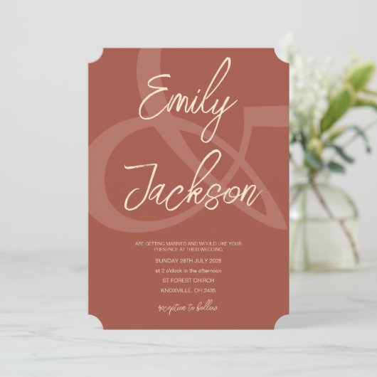 Terra Cota Monochromatic Brown Wedding Kaart (Staand voorkant)