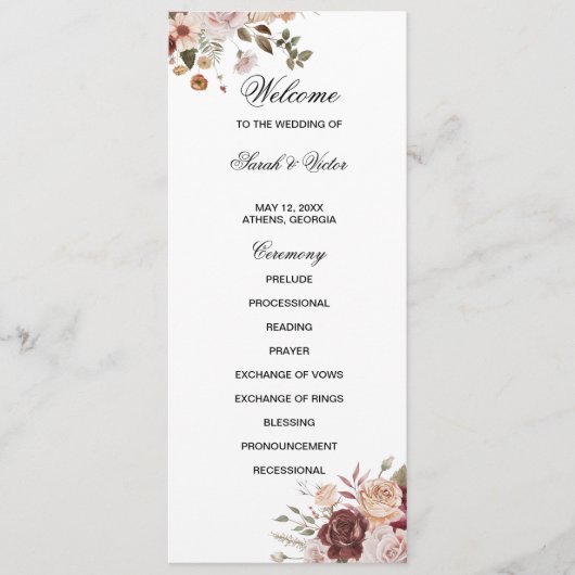 Terra Cotta and Green double side program card  Programmakaart (Voorkant)