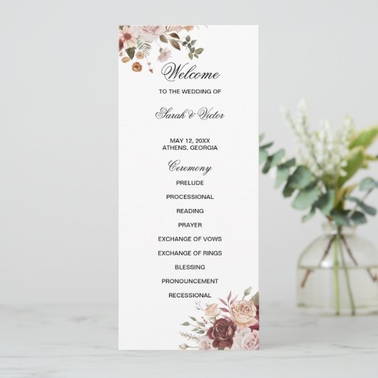 Terra Cotta and Green double side program card  Programmakaart (Staand voorkant)