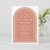 Terra Cotta Arch Autumn Wedding Invitation Kaart (Staand voorkant)