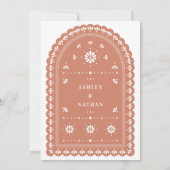 Terra Cotta Arch Autumn Wedding Invitation Kaart (Achterkant)