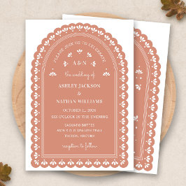 Terra Cotta Arch Autumn Wedding Invitation Kaart