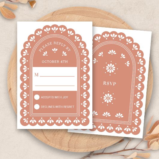 Terra Cotta Arch Autumn Wedding RSVP Kaart