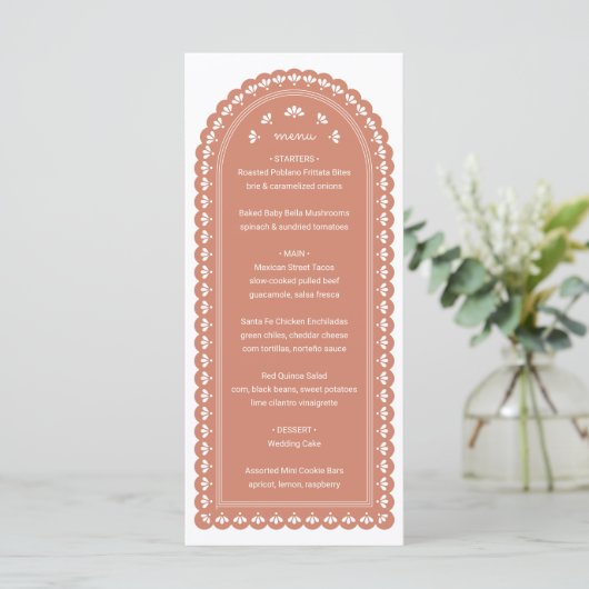 Terra Cotta Arch Herfst Trouwmenu Menu (Staand voorkant)