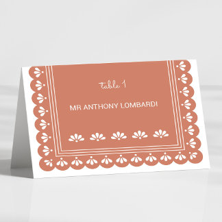 Terra Cotta Autumn Wedding DIY Fold Place Card Kaart