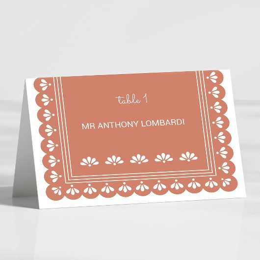 Terra Cotta Autumn Wedding DIY Fold Place Card Kaart