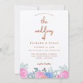 Terra Cotta Bloemenbruiloft Kaart (Voorkant)