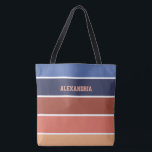 Terra Cotta & Blue Stripes Personalized Tote Bag<br><div class="desc">Personalize this colorful bag in Terra Cotta shades with blues. Colorblock style with personalized tote bag. Perfect as a gift for her for shopping, beach, or daily bag.</div>