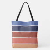Terra Cotta & Blue Stripes Personalized Tote Bag (Achterkant)