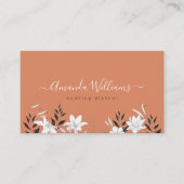 Terra cotta Boho Floral Design Visitekaartje (Voorkant)