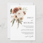 Terra Cotta Boho Floral Fall Wedding Kaart (Voorkant)