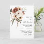 Terra Cotta Boho Floral Fall Wedding Kaart (Staand voorkant)