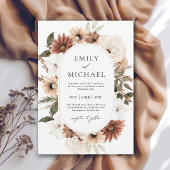 Terra Cotta Boho Floral Fall Wedding Kaart