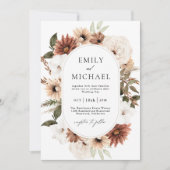 Terra Cotta Boho Floral Fall Wedding Kaart (Voorkant)