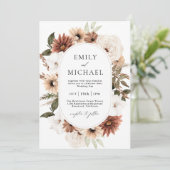 Terra Cotta Boho Floral Fall Wedding Kaart (Staand voorkant)
