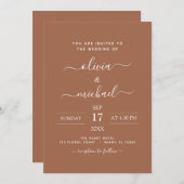 Terra Cotta Boho Wedding Modern Simple Kaart (Voorkant / Achterkant)