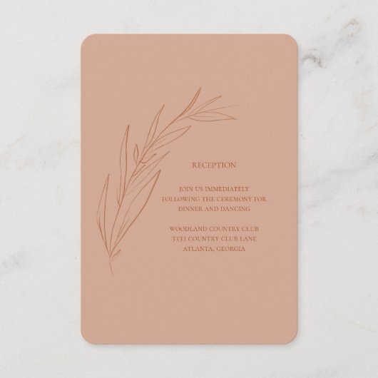 Terra Cotta Bruiloft Receptie Behuizing Kaarten (Voorkant)