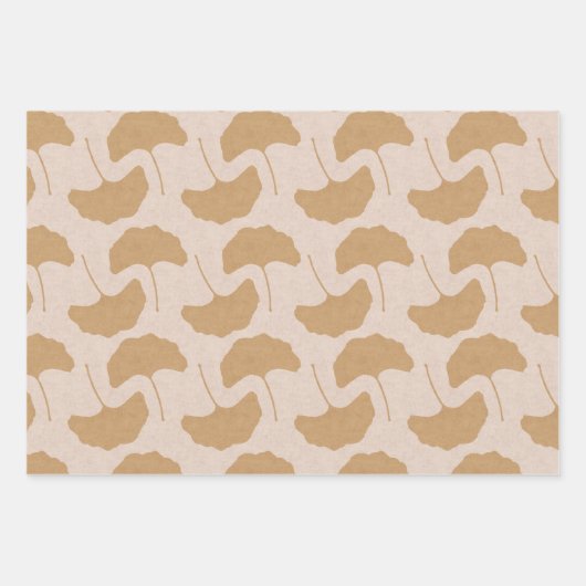 Terra Cotta & Cream Gingko bladeren Inpakpapier Vel (Voorkant)