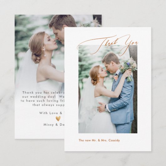 Terra Cotta DIY kleuren Luxe script Dank u Bedankkaart (Voorkant / Achterkant)