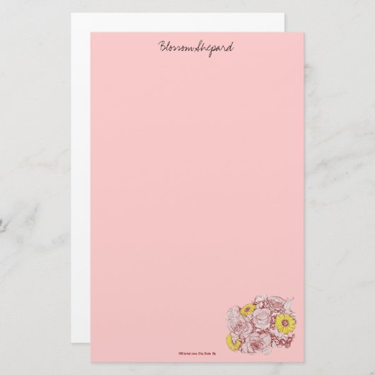 Terra Cotta Edged Bouquet Briefpapier (Voorkant / Achterkant)