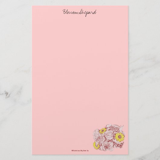 Terra Cotta Edged Bouquet Briefpapier (Voorkant)