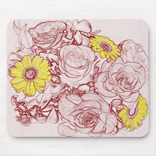 Terra Cotta Edged Bouquet Muismat (Voorkant)