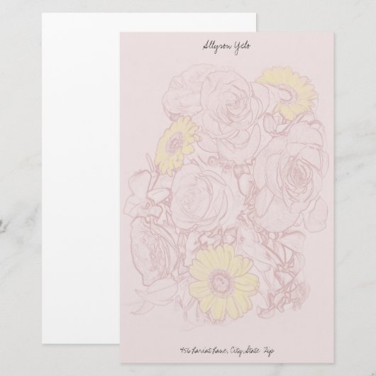 Terra Cotta Edged Bouquet Personalized Briefpapier (Voorkant / Achterkant)