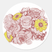 Terra Cotta Edged Bouquet Ronde Sticker (Voorkant)