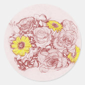 Terra Cotta Edged Bouquet Ronde Sticker (Voorkant)