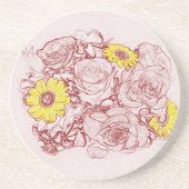 Terra Cotta Edged Bouquet Zandsteen Onderzetter (Voorkant)