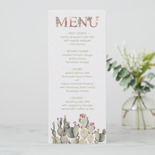 Terra Cotta en Cactus Bruiloft kaart (Staand voorkant)