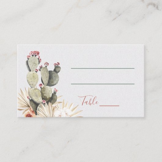 Terra cotta en Cactus Wedding Place Cards Visitekaartje (Voorkant)