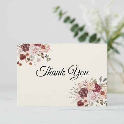 Terra Cotta en Green Thank You Card Bedankkaart (Staand voorkant)