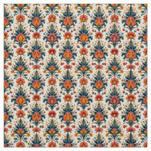 Terra Cotta en groene  Damask Stof