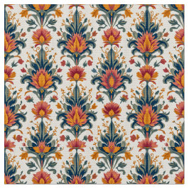 Terra Cotta en groene  Damask Stof