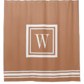 Terra Cotta en White Classic Square Monogram Douchegordijn (Voorkant)