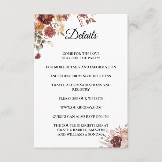 Terra Cotta Enclosure Card Details Informatiekaartje (Voorkant)