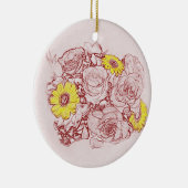 Terra Cotta Etched Floral Bouquet Yellow Daisies Keramisch Ornament (Rechts)